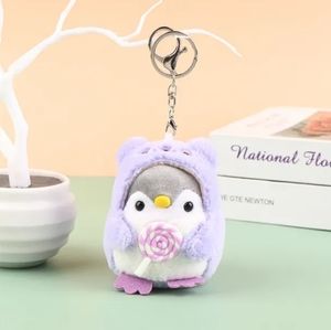 New Penguin in Purple Bear Costume Keychain